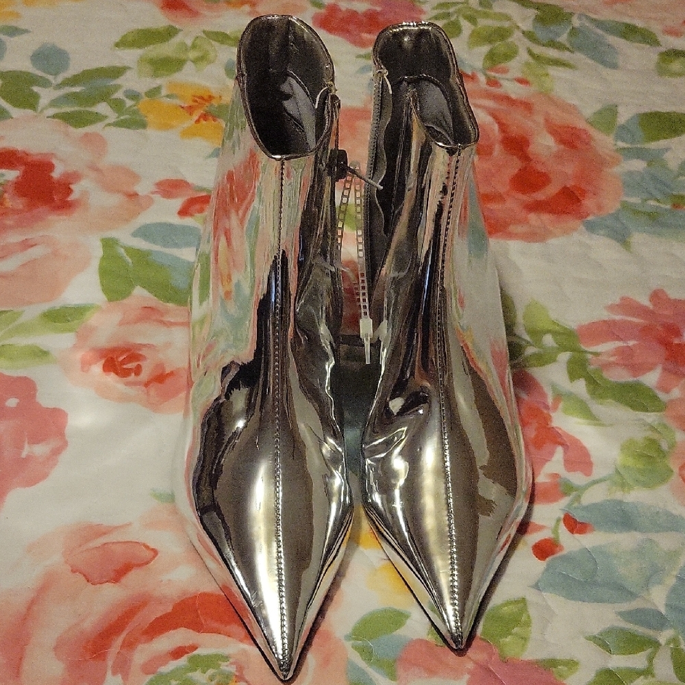 NWT Silver Women's Ankle Boots